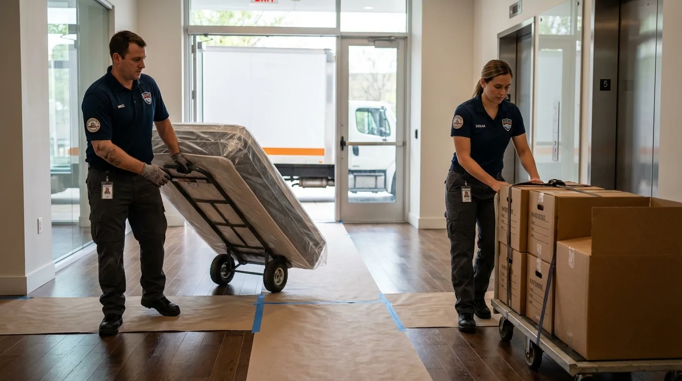 Professional apartment movers loading elevator in Culpeper, VA