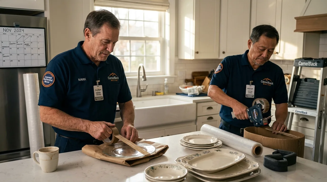 Professional crew packing kitchen dishware in Culpeper, VA